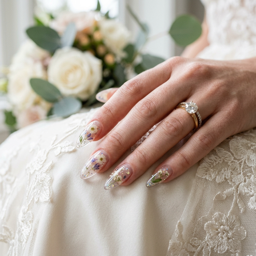 Transparent bridal nails