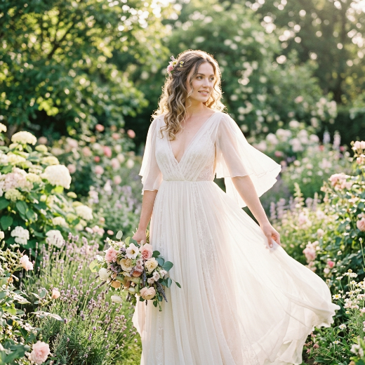 flowing wedding gown