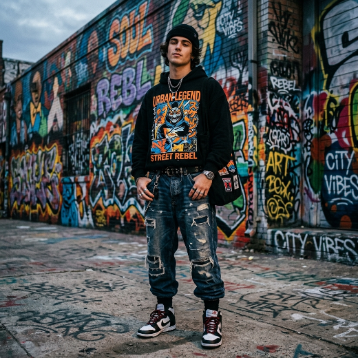 graphic hoodie jeans