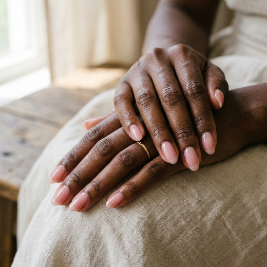 sheer pink nails