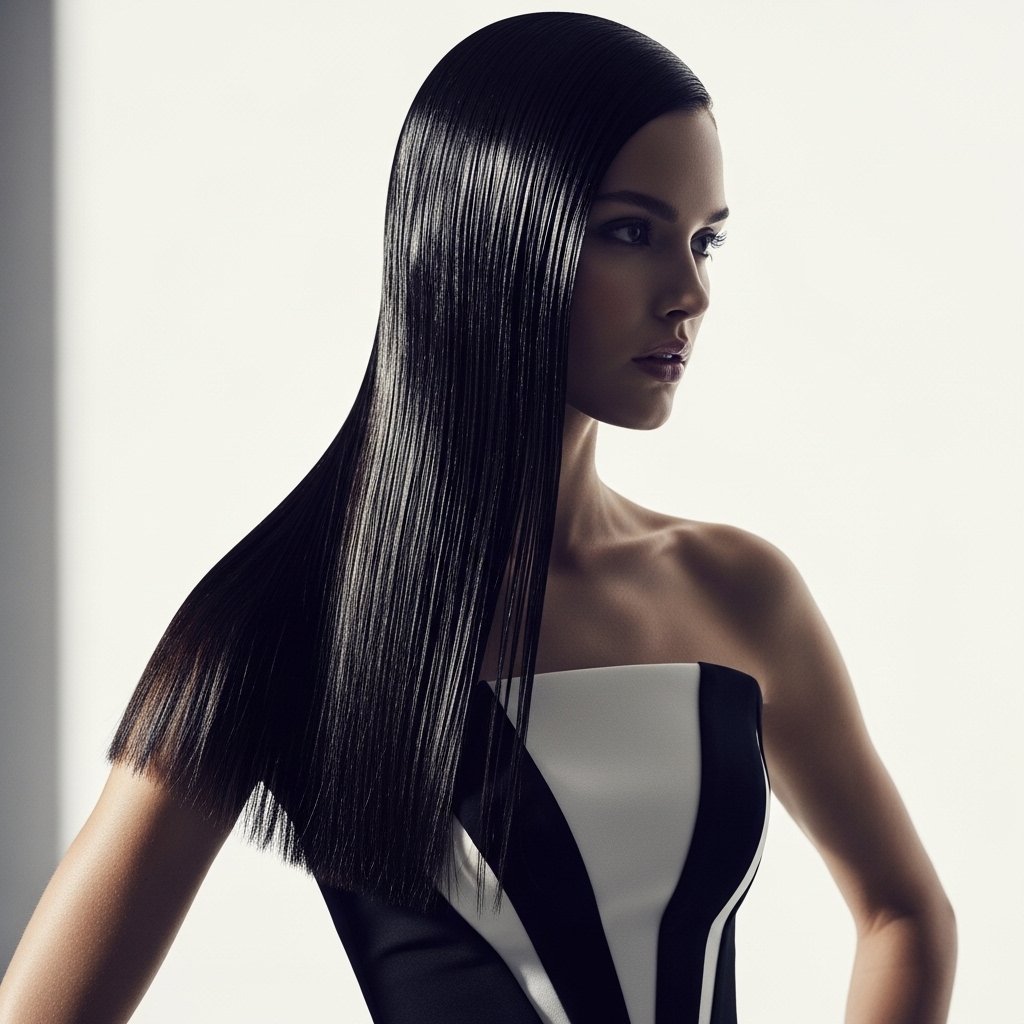 sleek straight hair