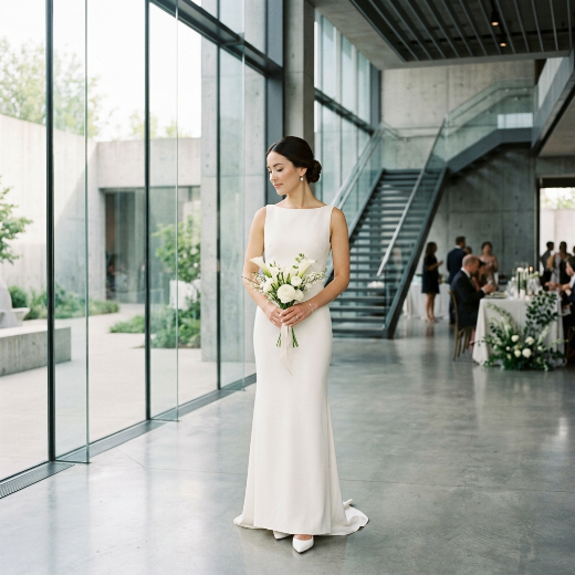 sleeveless column wedding gown