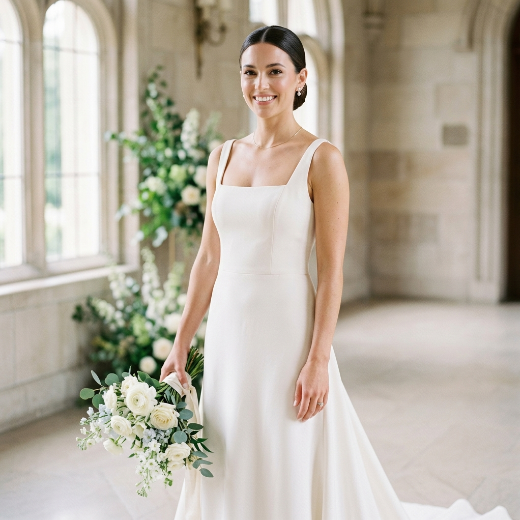 square neckline gown