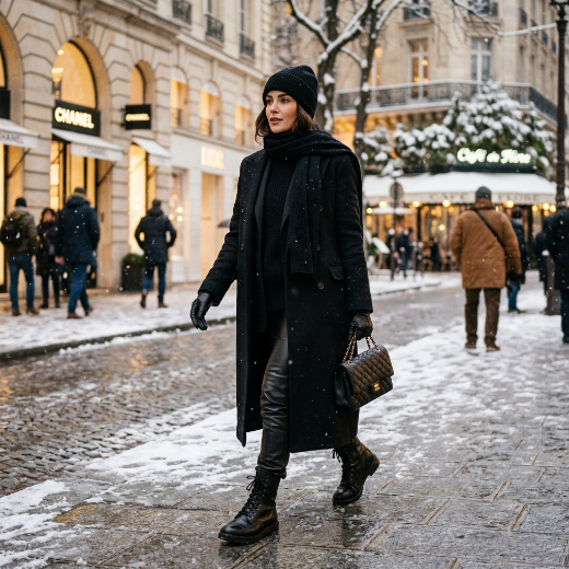Black layered winter fashion