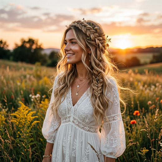 Bohemian braided hairstyle