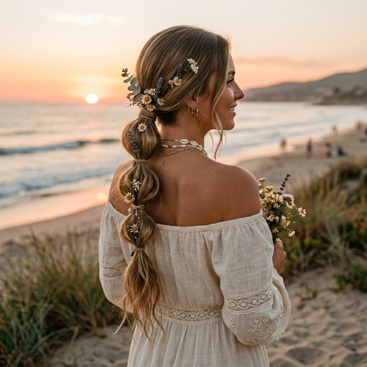 Bohemian-inspired bubble braid