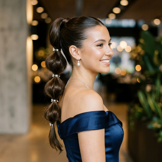 Bubble pony prom hairstyle