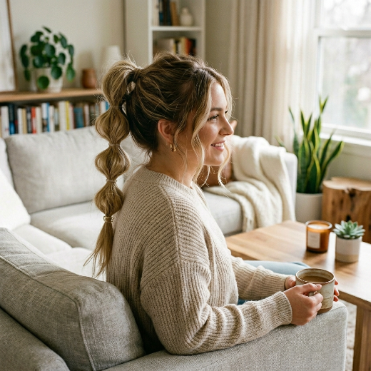 Casual messy bubble braid