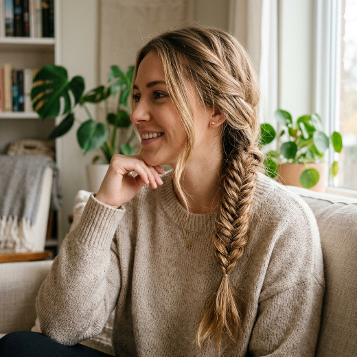 Casual side fishtail braid