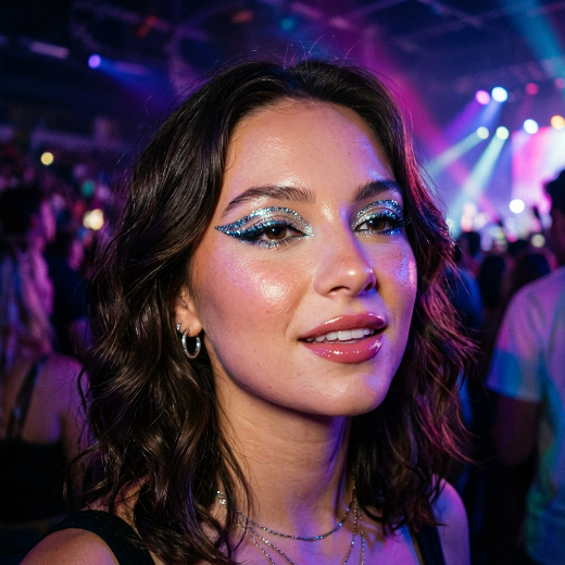 Concert glam beauty look
