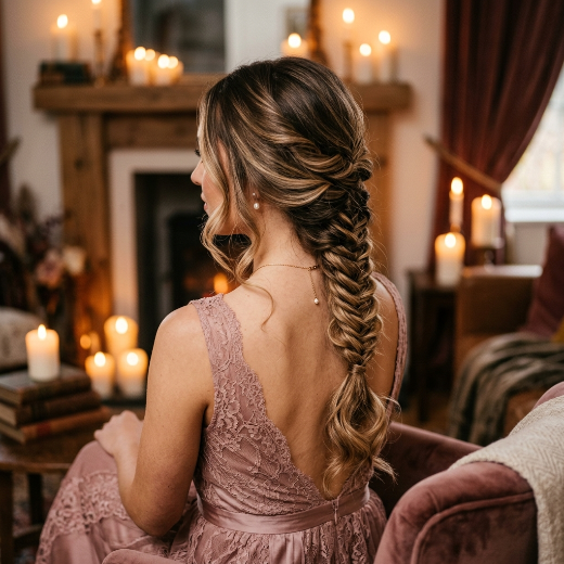 Curled fishtail braid