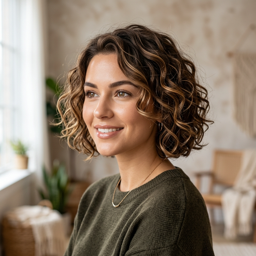Curly bob hairstyle