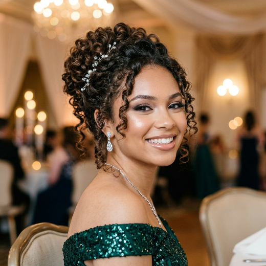 Curly pinned updo