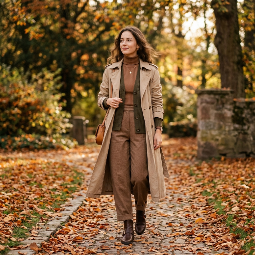 Earth-tone layered outfit