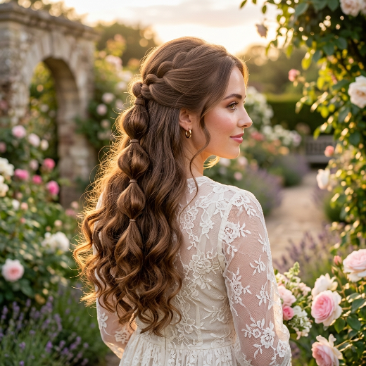Half-up bubble braid
