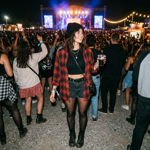 Layered concert outfit
