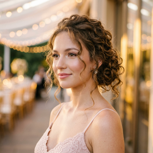 Loose curly bun prom