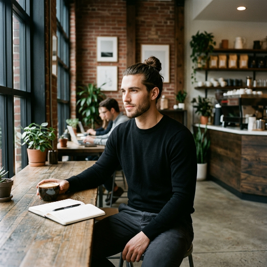 Man bun hairstyle
