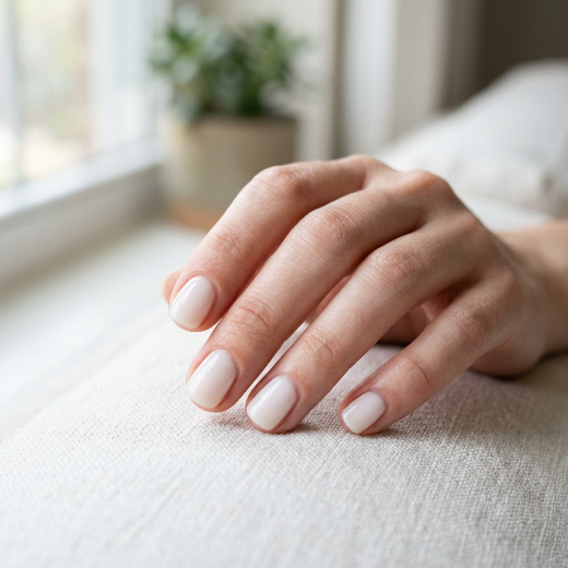 Milky white nails