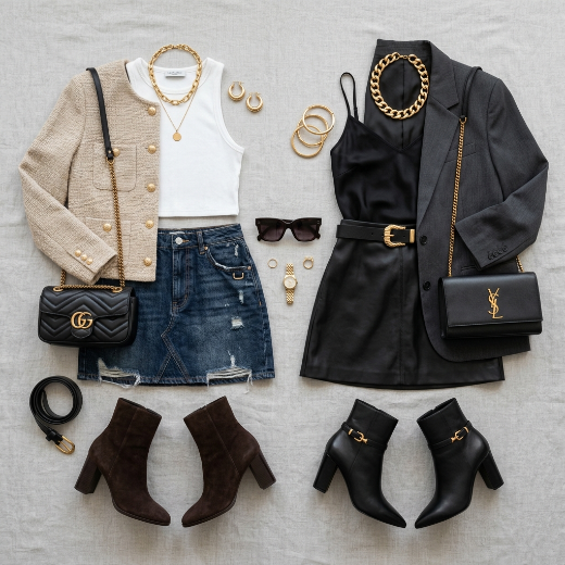 Mini skirt outfits with accessories