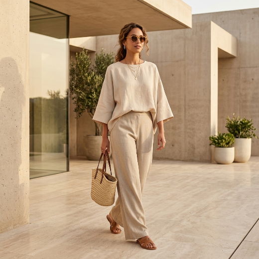 Monochrome beige summer outfit