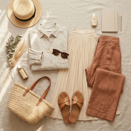 Neutral modest summer wardrobe
