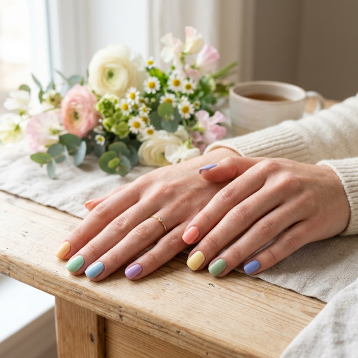 Pastel multicolor nails