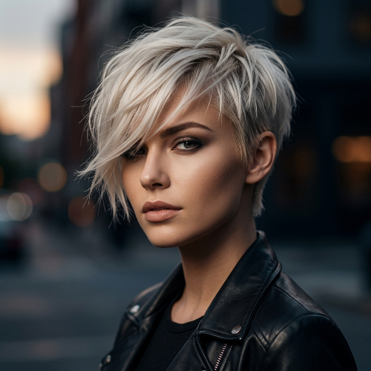 Pixie haircut with long bangs
