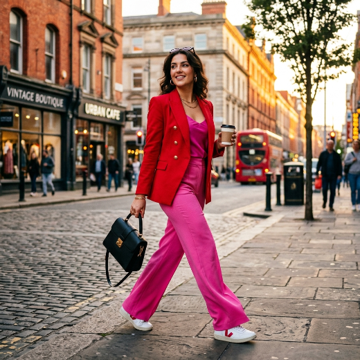Red and pink bold outfit