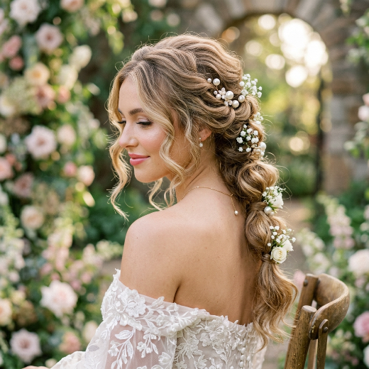 Romantic bubble braid hairstyle