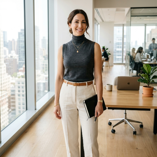 Sleek warm-weather office outfit