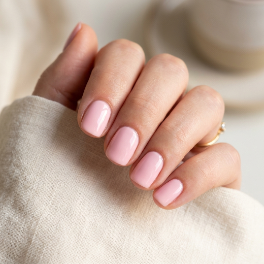 Soft pink glossy nails