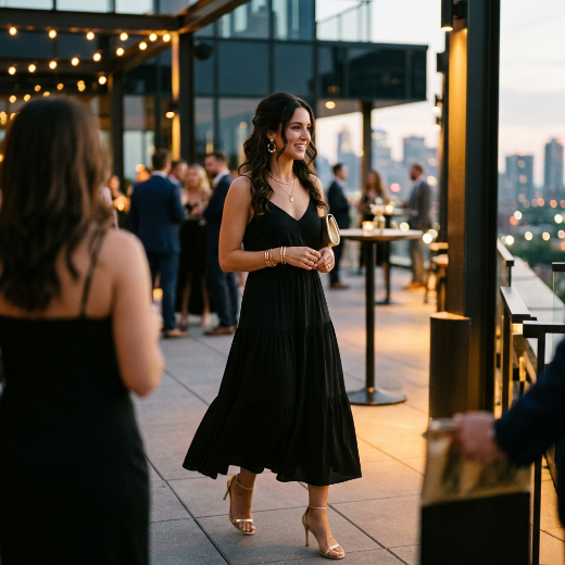 Summer black dress styling