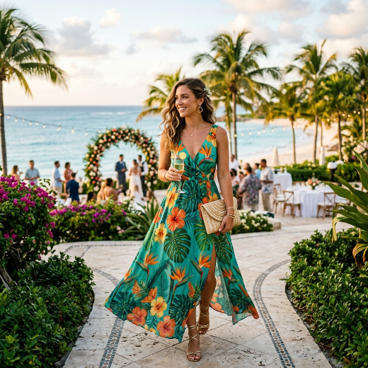 Tropical wedding guest