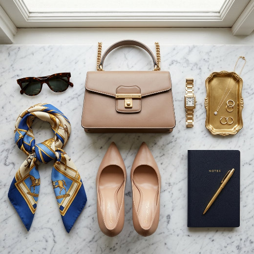 accessories flat lay