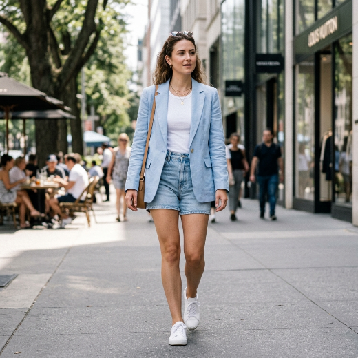 blazer denim shorts