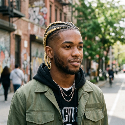 blonde-tipped cornrows