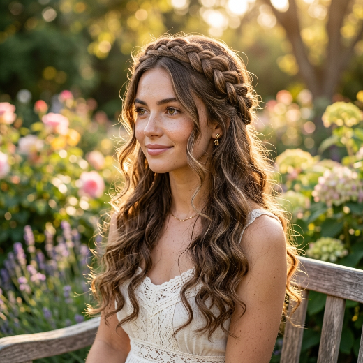 braided hairstyle with loose curls