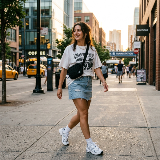 denim skirt outfit