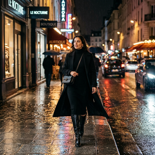 fitted black turtleneck dress