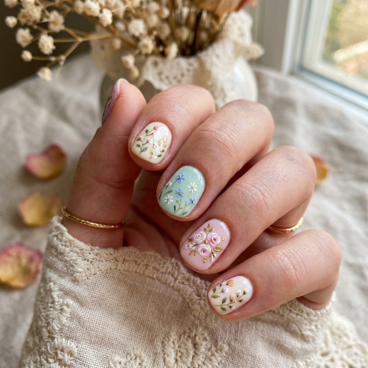 floral nail art