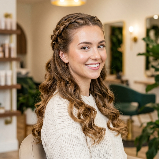 half-up braided