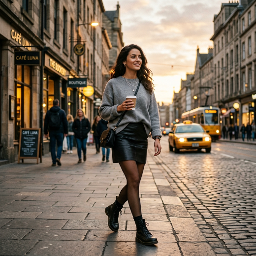 leather skirt boots