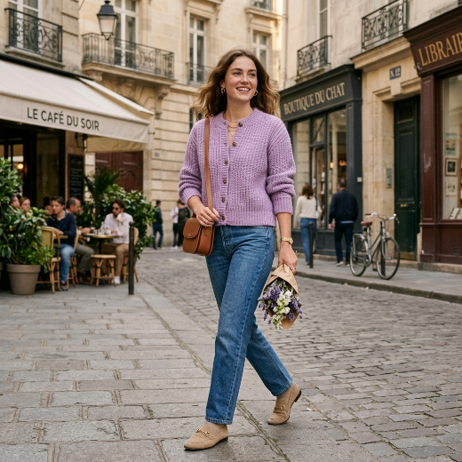 lilac cardigan