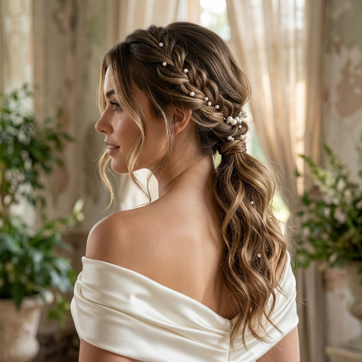 low braided ponytail