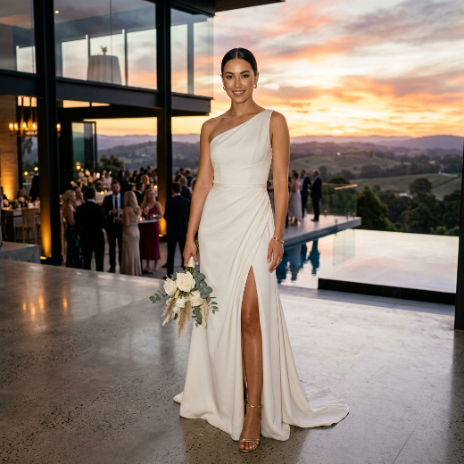 one-shoulder gown