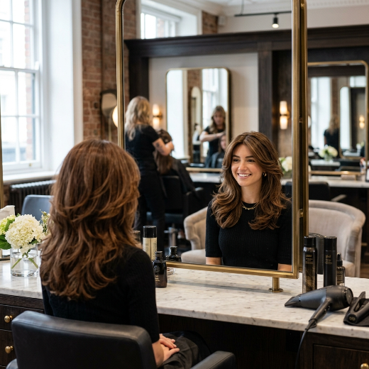 salon layered haircut transformation
