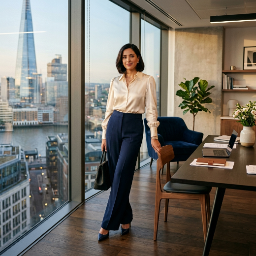 satin blouse trousers