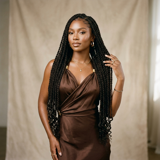 waist-length Senegalese twists