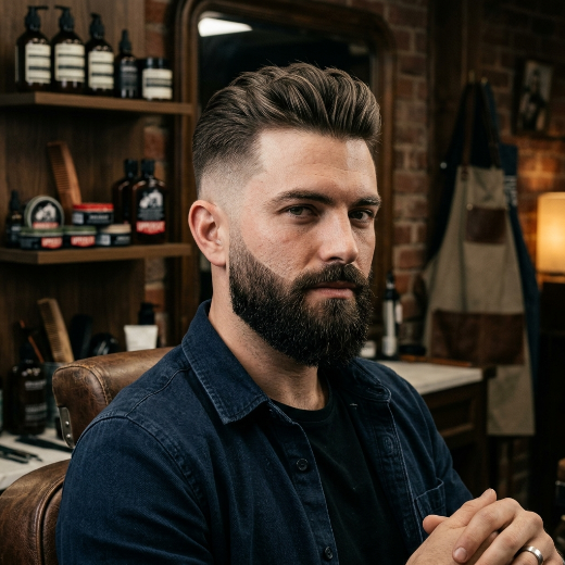 Bearded man with perfectly blended fade